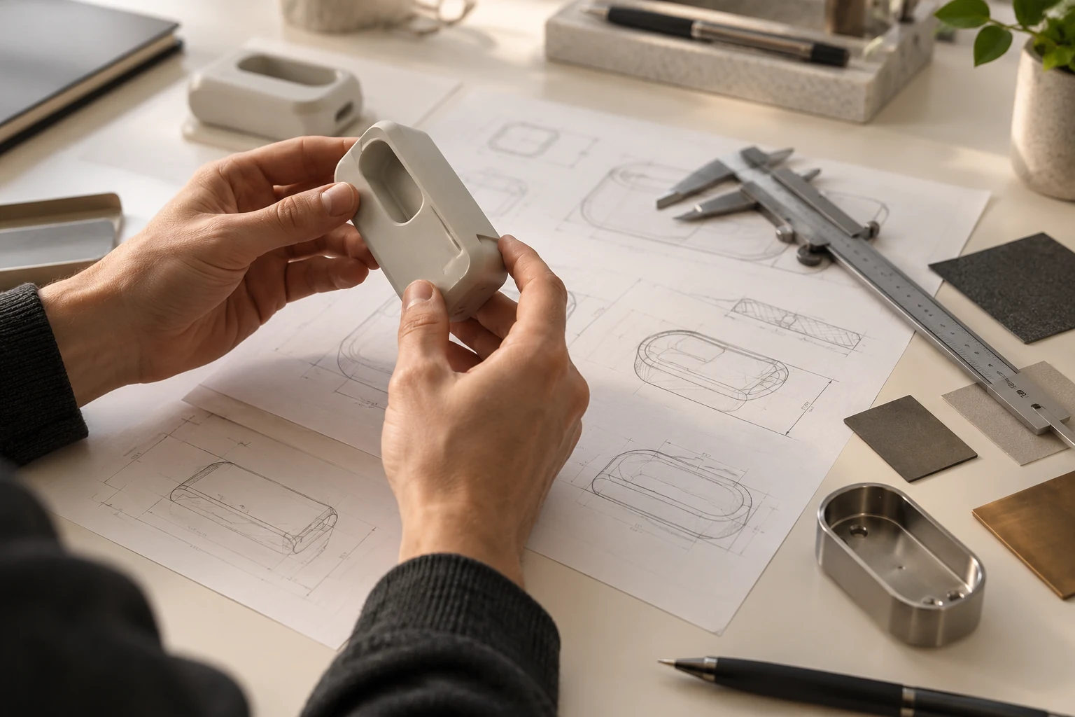 Conceptual engineering workspace illustrating medical device design